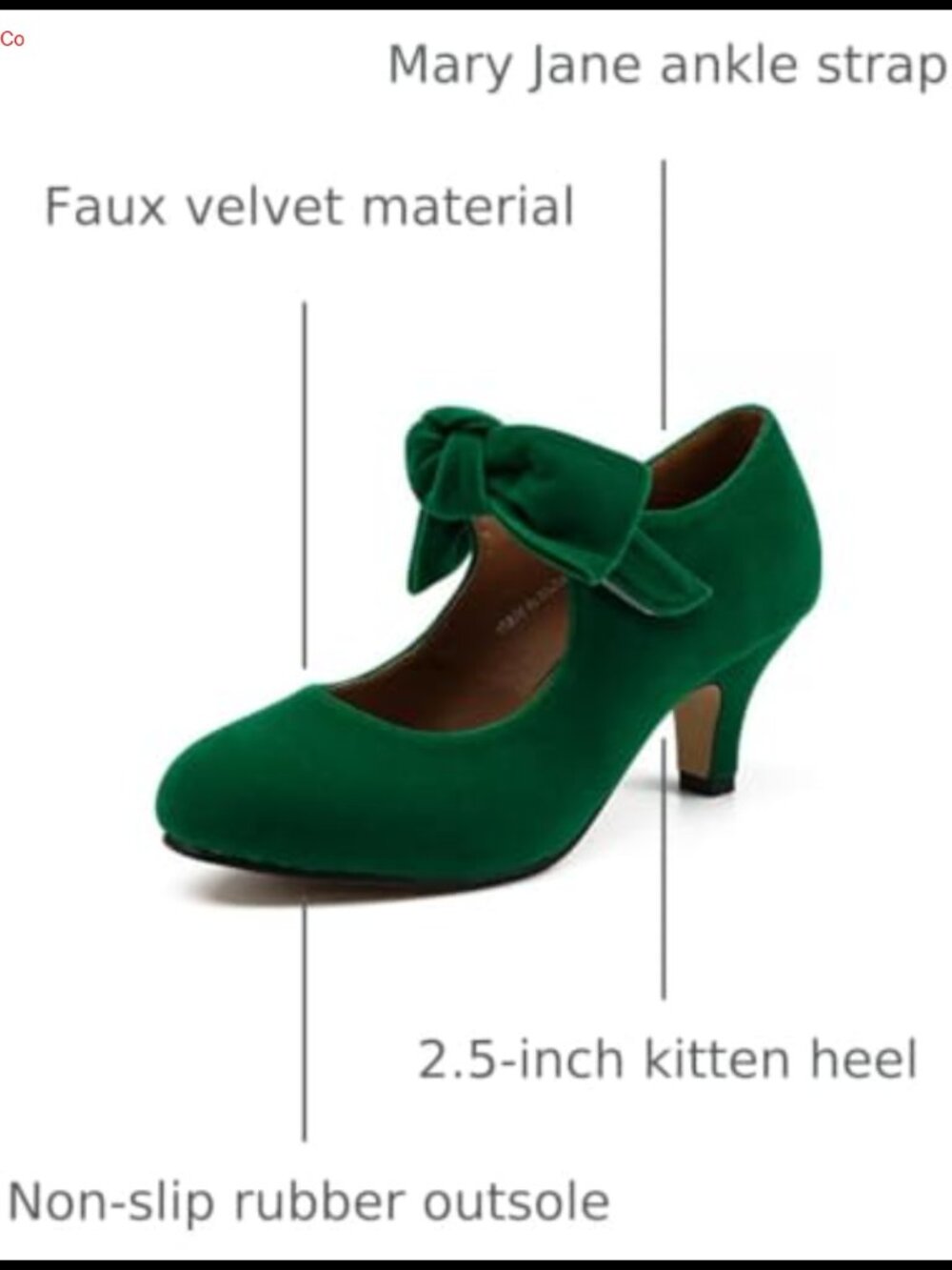 Faux Velvet Bow Mary Jane Kitten Heel Pump Dress Shoes - Picture 2 of 6